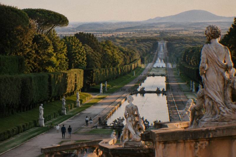 The long garden axis at Caserta leading to a distant cascade