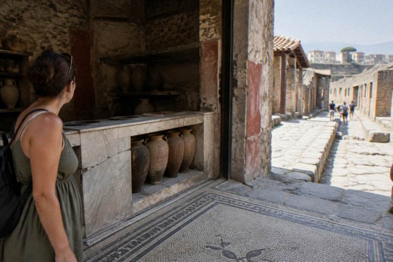 A preserved Roman shop counter in Herculaneum