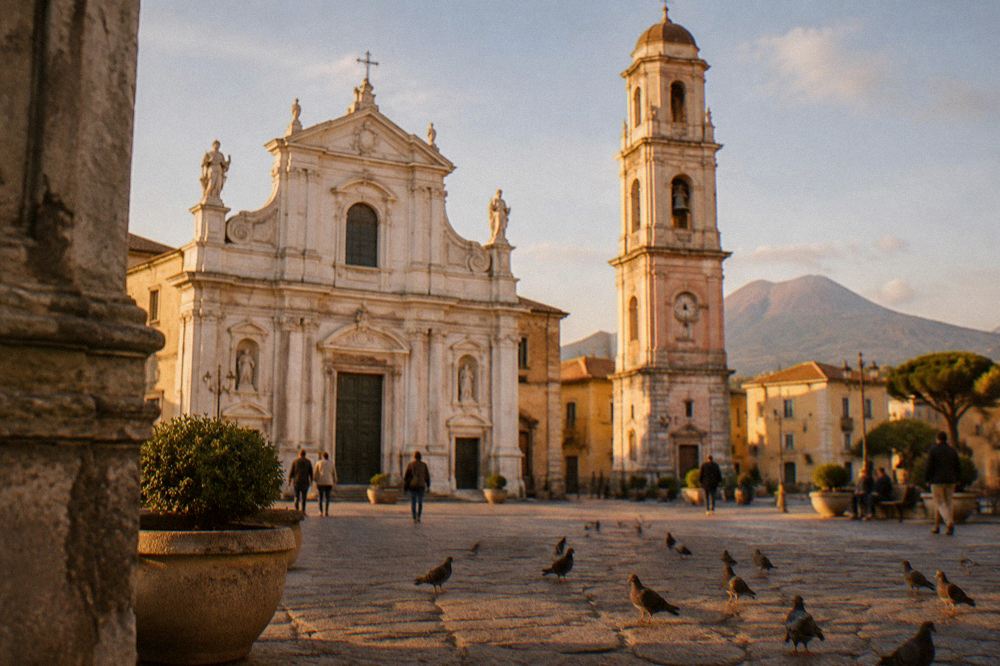 A quiet side street of the modern town of Pompei near the sanctuary