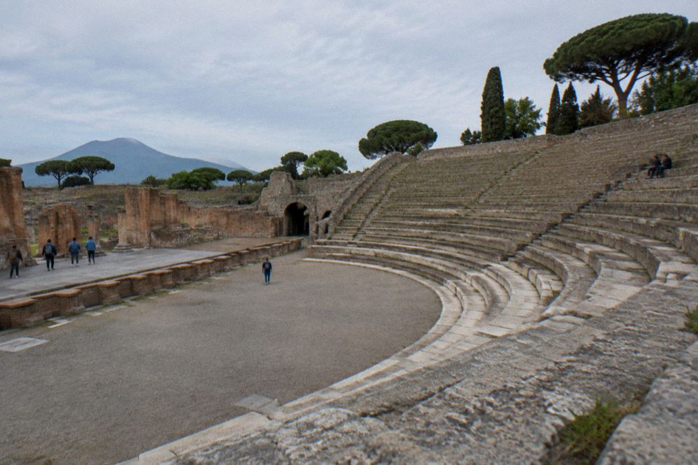 Vineyard rows on the volcanic slopes of Mount Vesuvius near Pompei