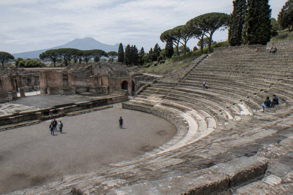 The ancient Porta Marina gateway into Pompeii with stone paving